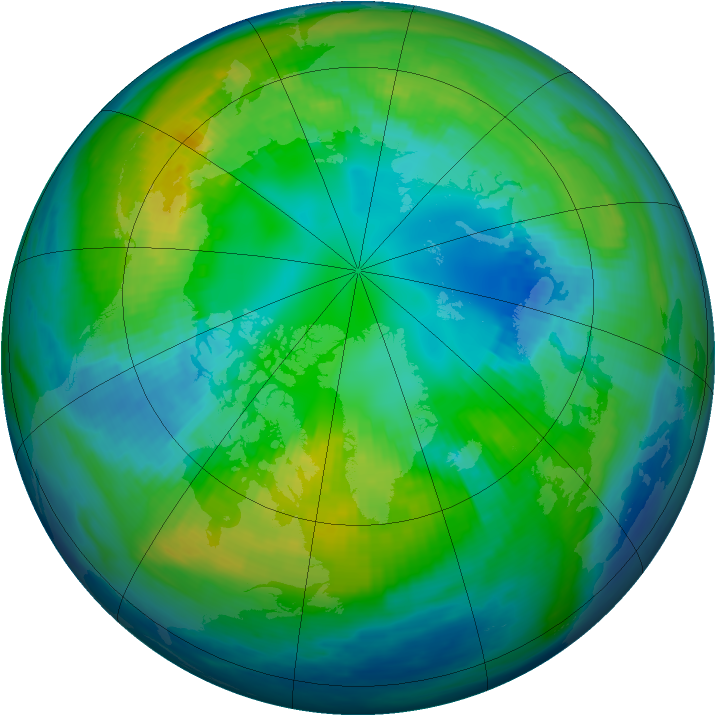 Arctic ozone map for 24 October 1987